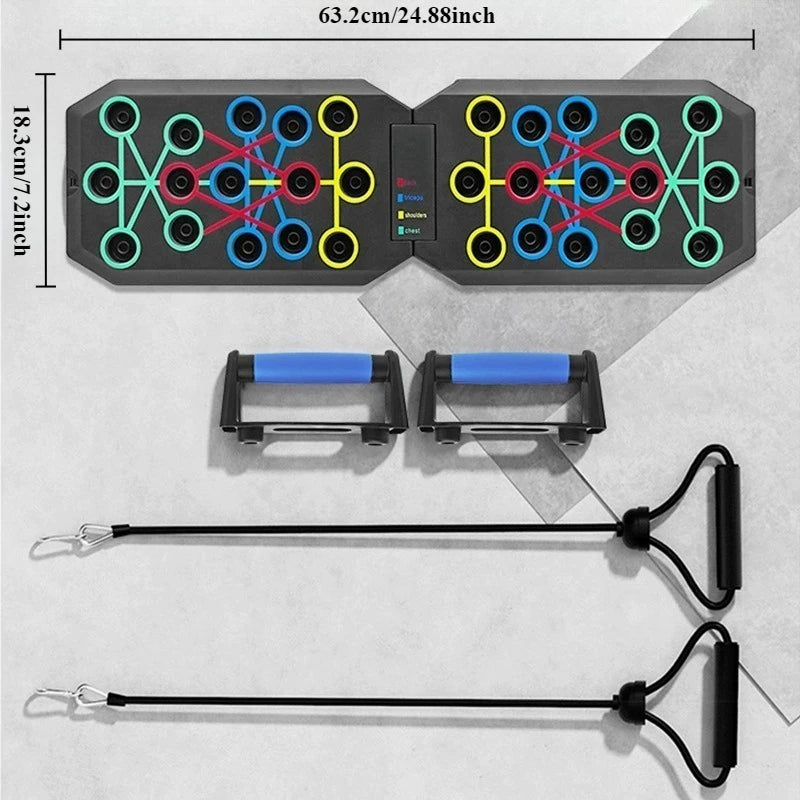 All in One Portable Push-Up Board with Cables