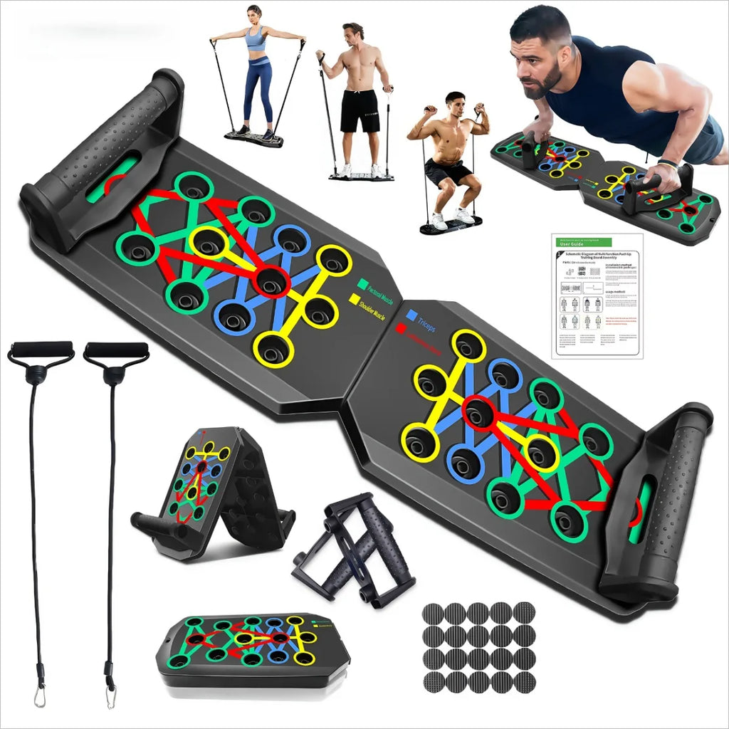 All in One Portable Push-Up Board with Cables